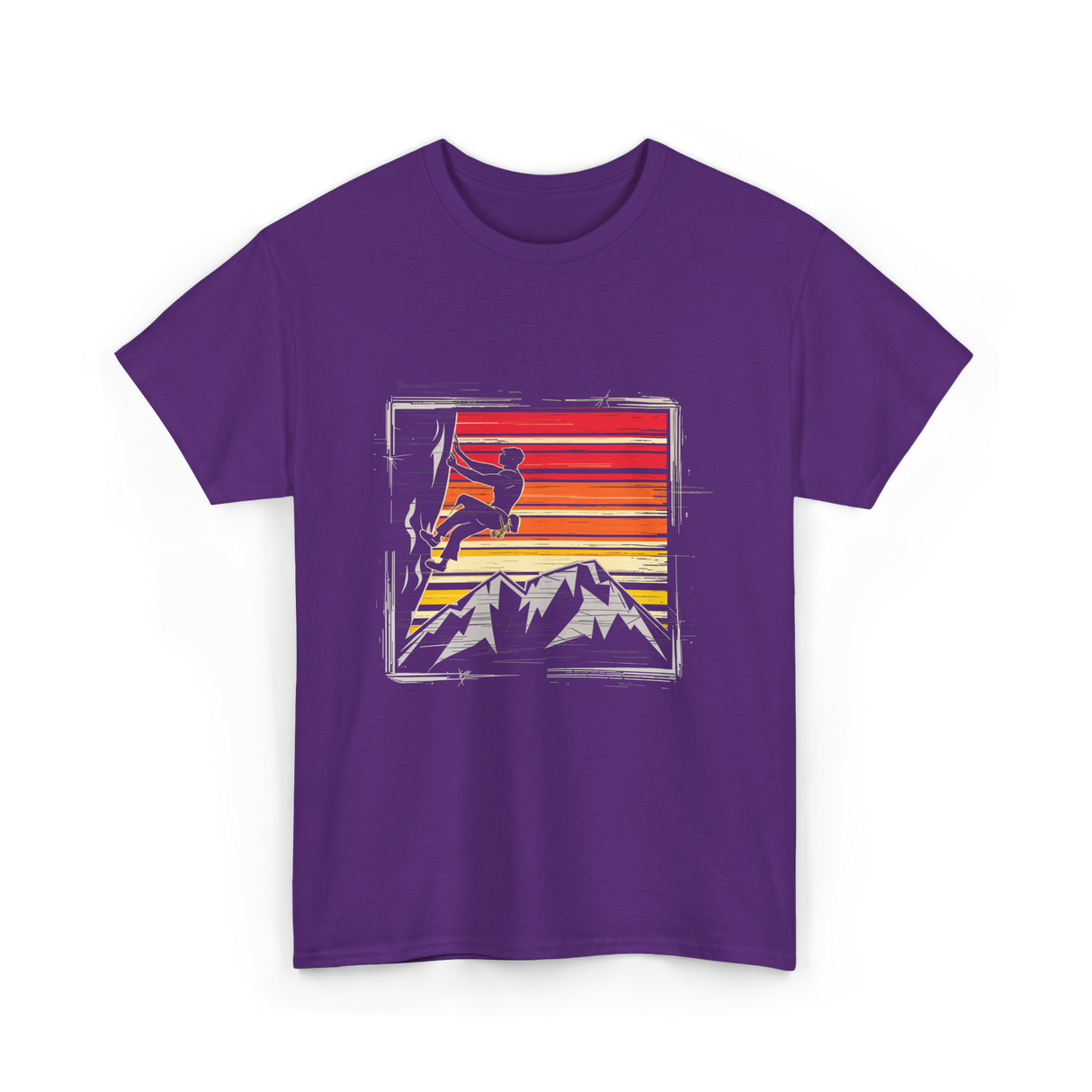 Rock Climbing Retro Adventure T-Shirt - Purple