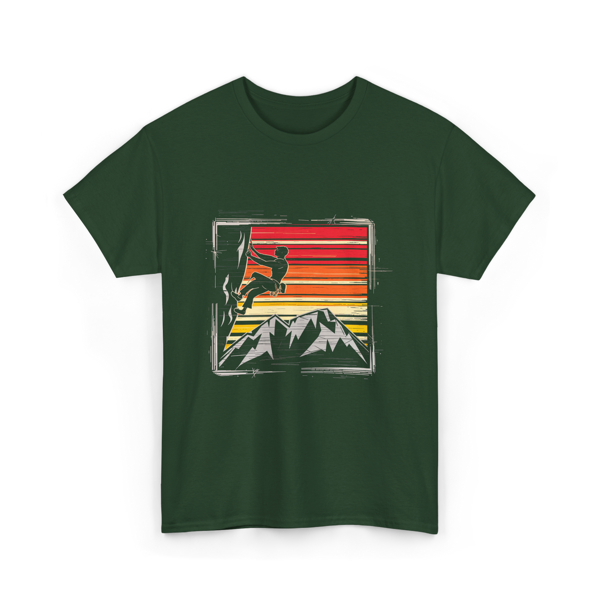 Rock Climbing Retro Adventure T-Shirt - Forest Green