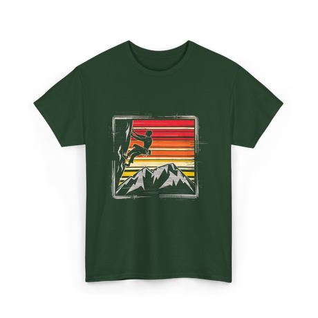 Rock Climbing Retro Adventure T-Shirt - Forest Green