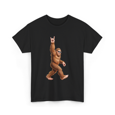 Rock On Bigfoot Sasquatch Rock Music T-Shirt - Black