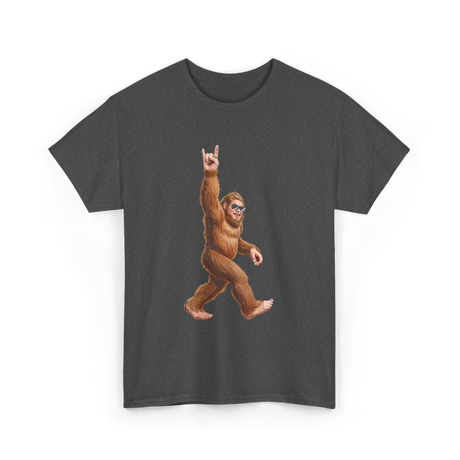 Rock On Bigfoot Sasquatch Rock Music T-Shirt - Dark Heather