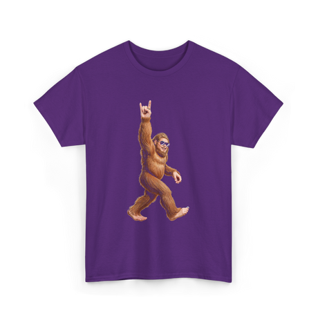 Rock On Bigfoot Sasquatch Rock Music T-Shirt - Purple