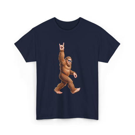 Rock On Bigfoot Sasquatch Rock Music T-Shirt - Navy