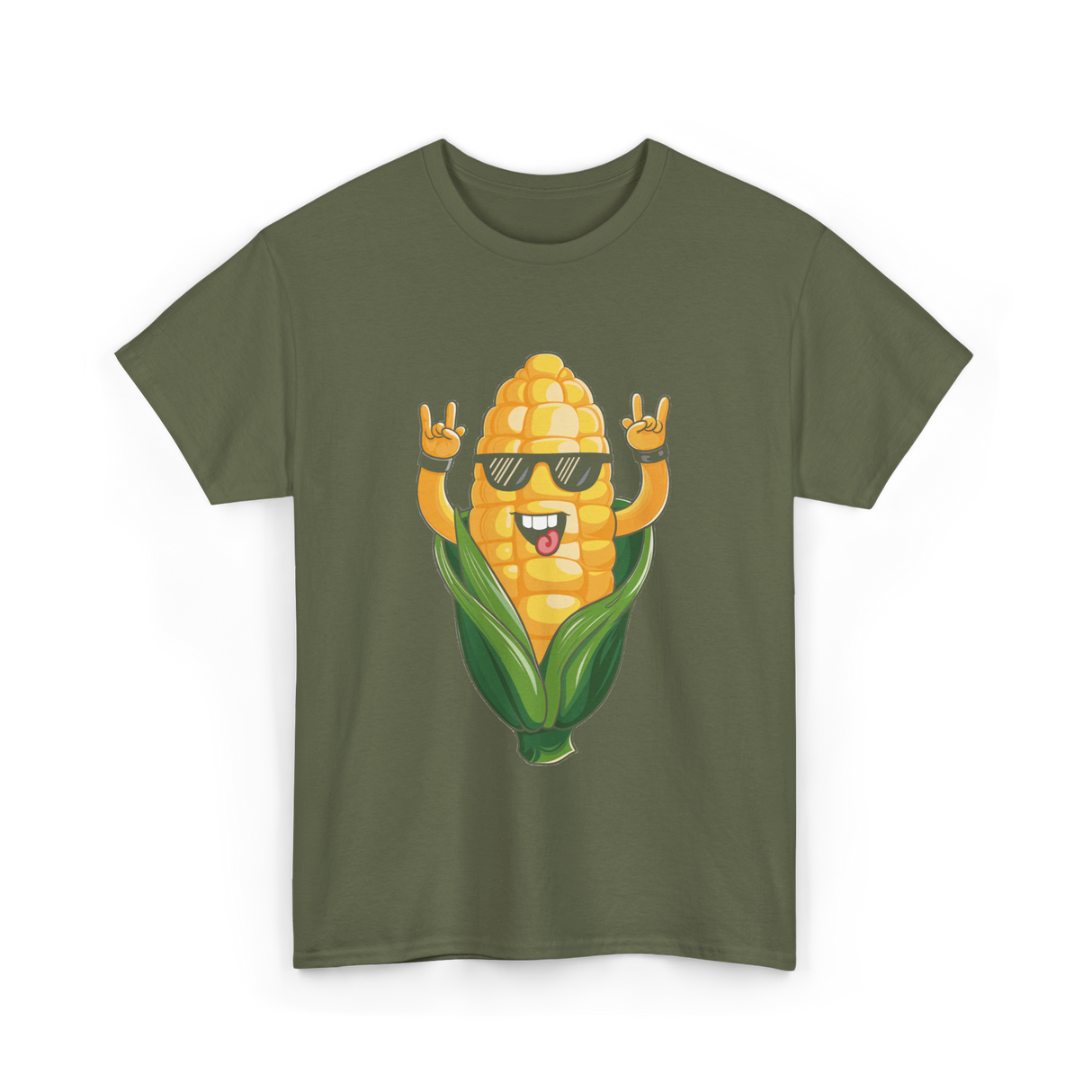 Rock On Corn Corn Lover T-Shirt - Military Green