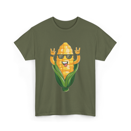 Rock On Corn Corn Lover T-Shirt - Military Green