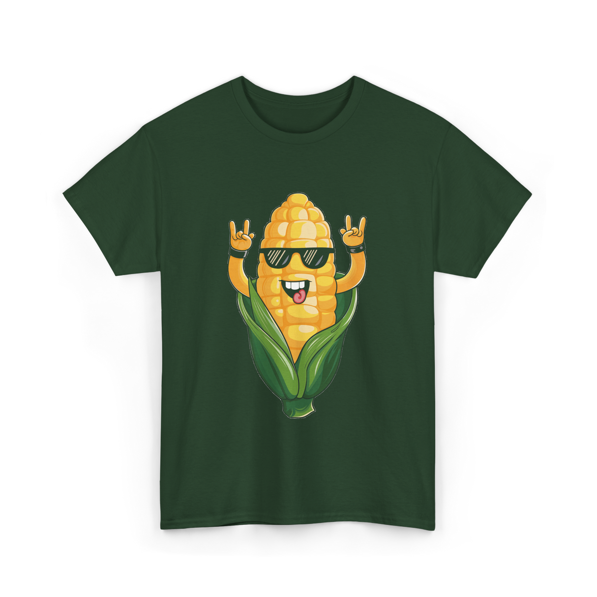 Rock On Corn Corn Lover T-Shirt - Forest Green