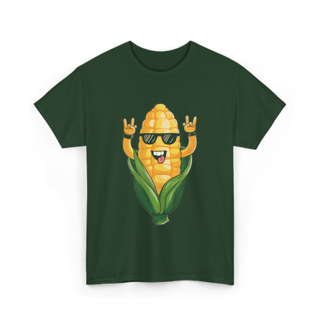 Rock On Corn Corn Lover T-Shirt - Forest Green