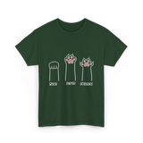 Rock Paper Scissors Cat Game T-Shirt - Forest Green