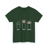 Rock Paper Scissors Cat Game T-Shirt - Forest Green