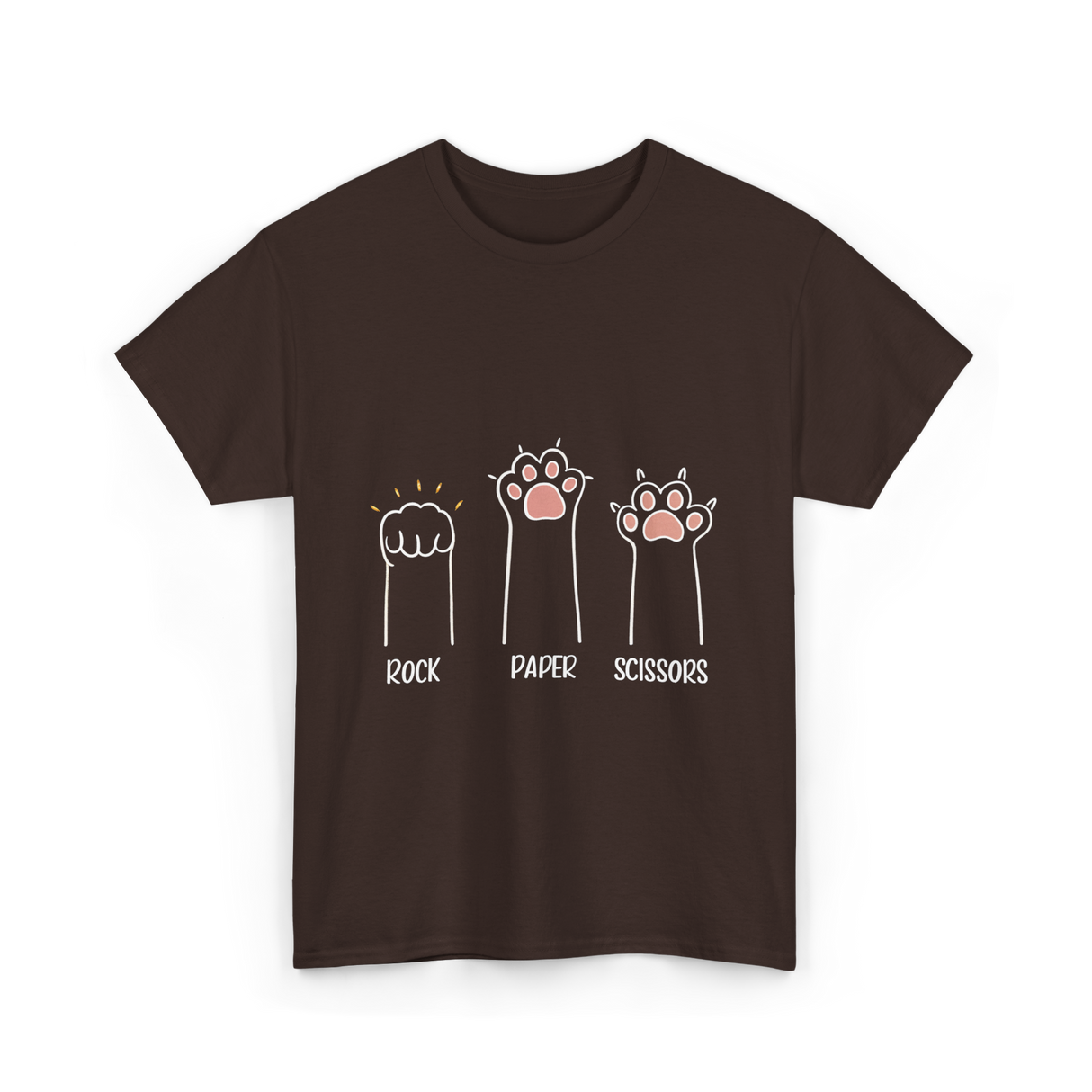 Rock Paper Scissors Cat Game T-Shirt - Dark Chocolate