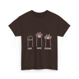 Rock Paper Scissors Cat Game T-Shirt - Dark Chocolate