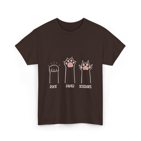 Rock Paper Scissors Cat Game T-Shirt - Dark Chocolate