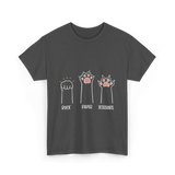 Rock Paper Scissors Cat Game T-Shirt - Dark Heather