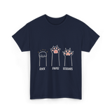 Rock Paper Scissors Cat Game T-Shirt - Navy