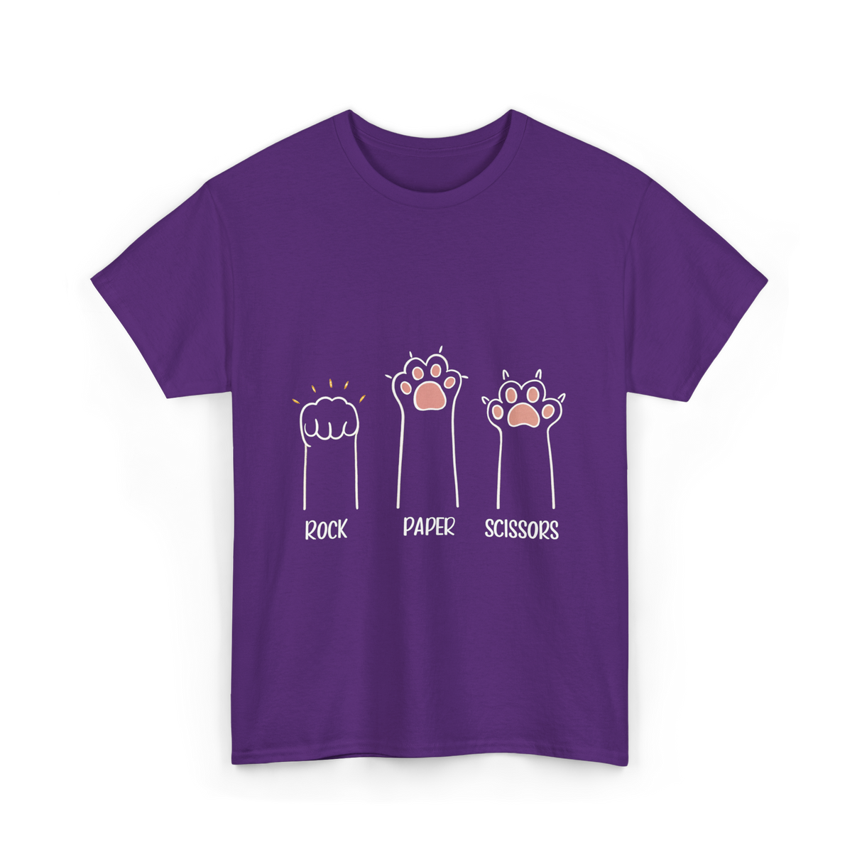 Rock Paper Scissors Cat Game T-Shirt - Purple