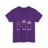 Rock Paper Scissors Cat Game T-Shirt - Purple