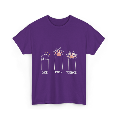 Rock Paper Scissors Cat Game T-Shirt - Purple