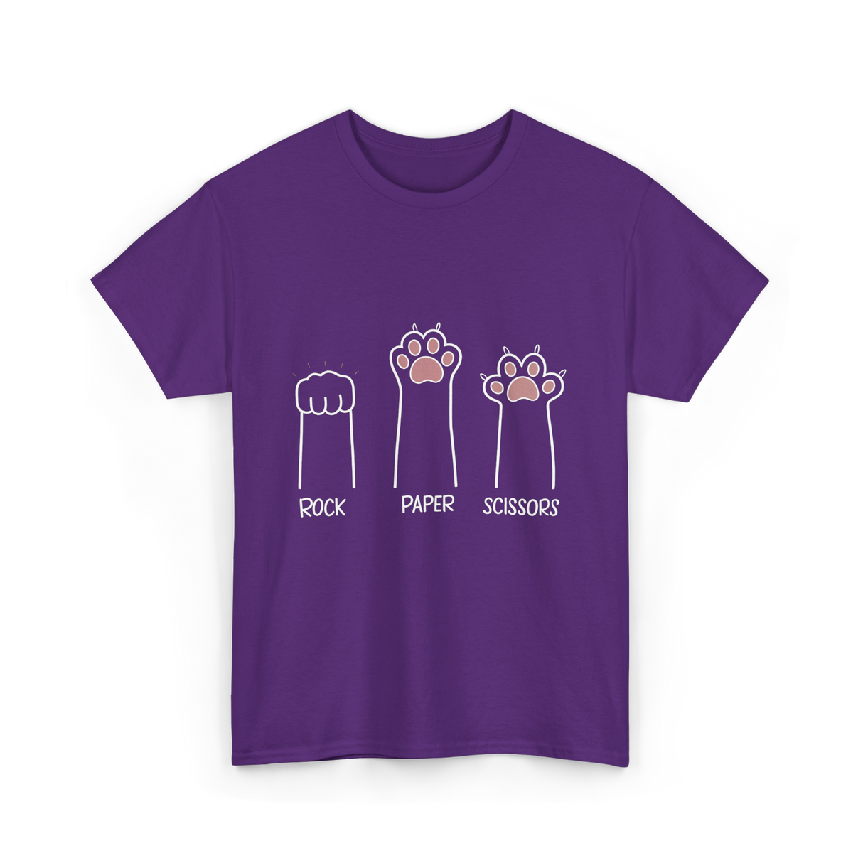 Rock Paper Scissors Cat Game T-Shirt - Purple