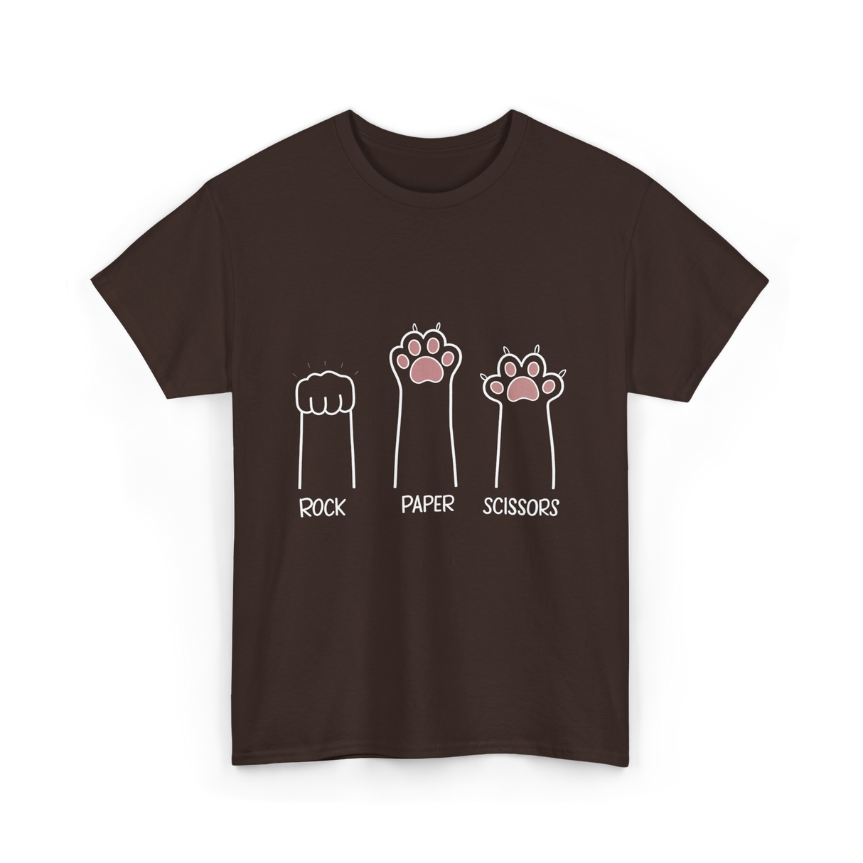 Rock Paper Scissors Cat Game T-Shirt - Dark Chocolate