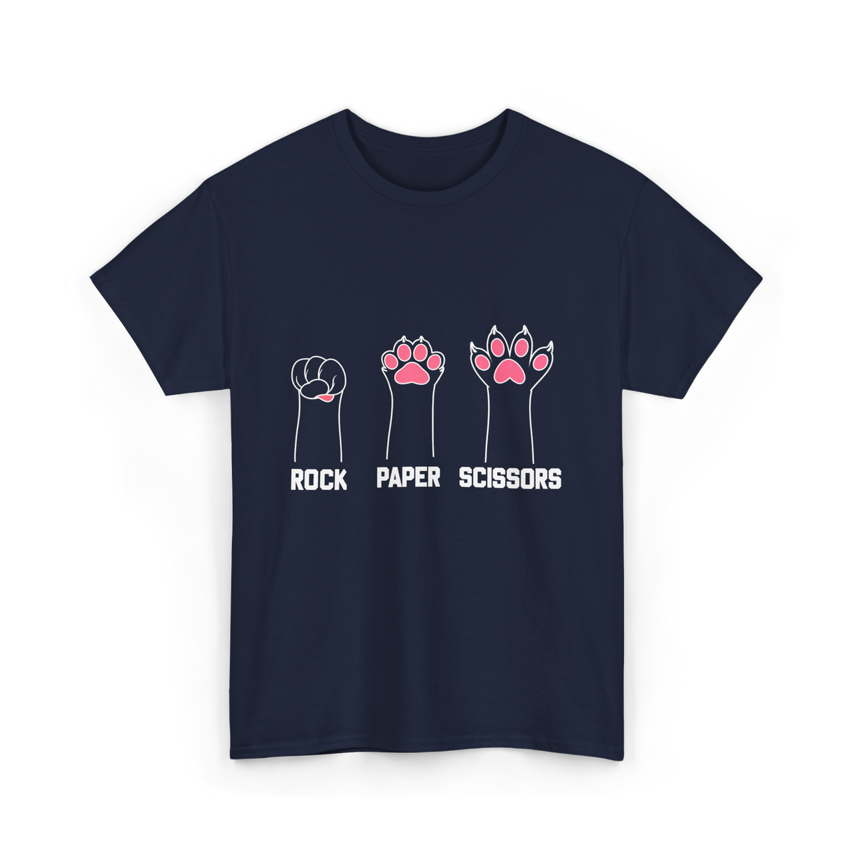 Rock Paper Scissors Cat Paw Game T-Shirt - Navy