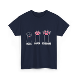 Rock Paper Scissors Cat Paw Game T-Shirt - Navy