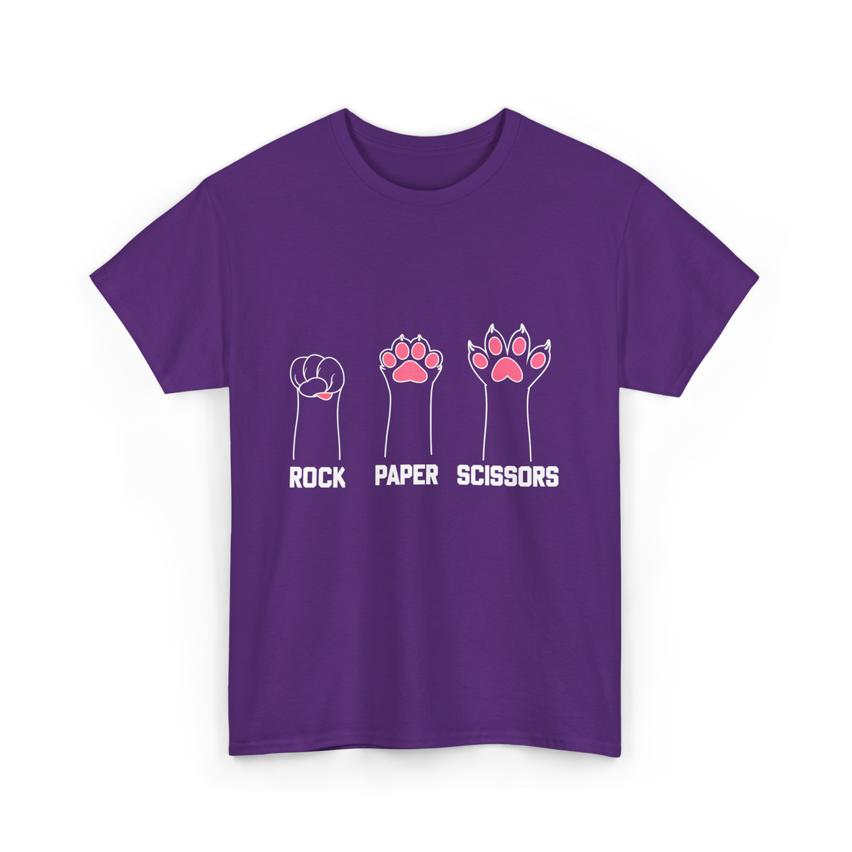 Rock Paper Scissors Cat Paw Game T-Shirt - Purple