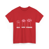 Rock Paper Scissors Cat Paw Game T-Shirt - Red