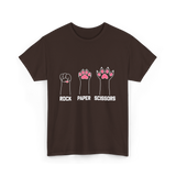 Rock Paper Scissors Cat Paw Game T-Shirt - Dark Chocolate