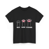 Rock Paper Scissors Cat Paws Cat T-Shirt - Black