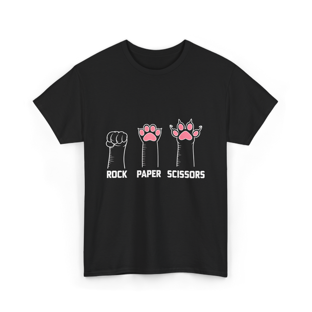 Rock Paper Scissors Cat Paws Cat T-Shirt - Black