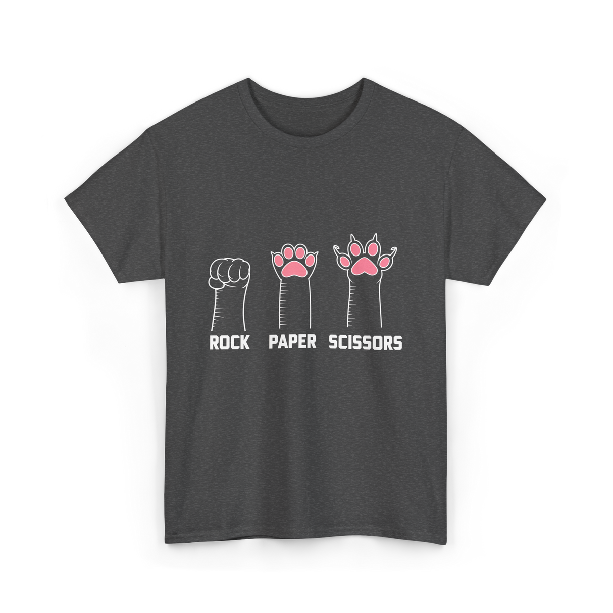 Rock Paper Scissors Cat Paws Cat T-Shirt - Dark Heather