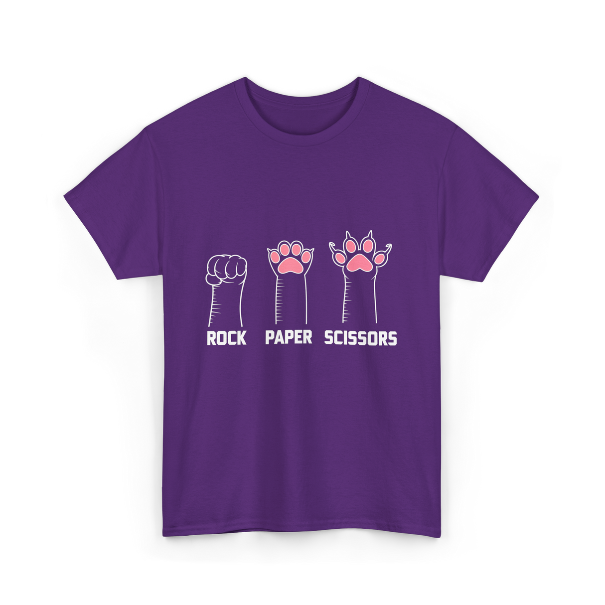 Rock Paper Scissors Cat Paws Cat T-Shirt - Purple