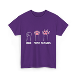 Rock Paper Scissors Cat Paws Cat T-Shirt - Purple