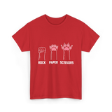 Rock Paper Scissors Cat Paws Cat T-Shirt - Red