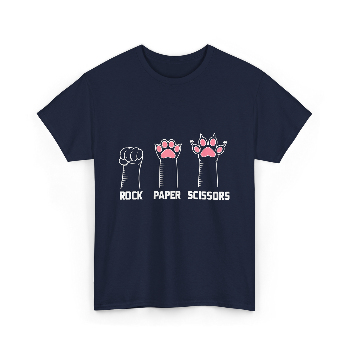 Rock Paper Scissors Cat Paws Cat T-Shirt - Navy