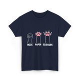 Rock Paper Scissors Cat Paws Cat T-Shirt - Navy