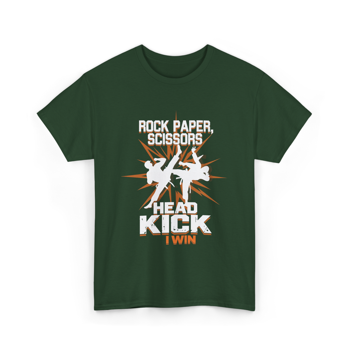 Rock Paper Scissors Head Kick T-Shirt - Forest Green