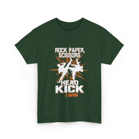 Rock Paper Scissors Head Kick T-Shirt - Forest Green