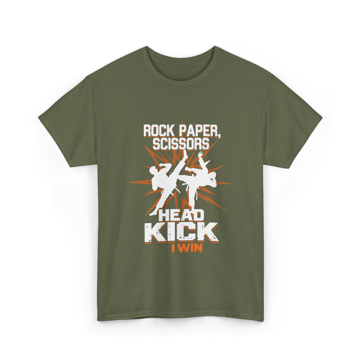 Rock Paper Scissors Head Kick T-Shirt - Military Green