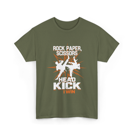 Rock Paper Scissors Head Kick T-Shirt - Military Green