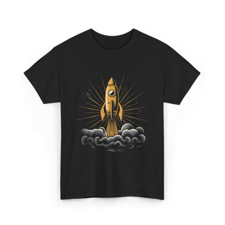 Rocket Retro Spacecraft Galaxy T-Shirt - Black