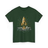 Rocket Retro Spacecraft Galaxy T-Shirt - Forest Green