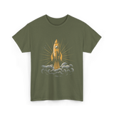 Rocket Retro Spacecraft Galaxy T-Shirt - Military Green