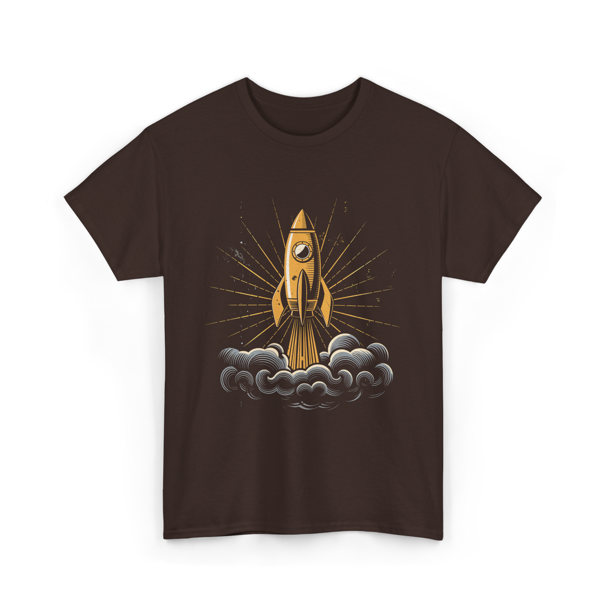 Rocket Retro Spacecraft Galaxy T-Shirt - Dark Chocolate