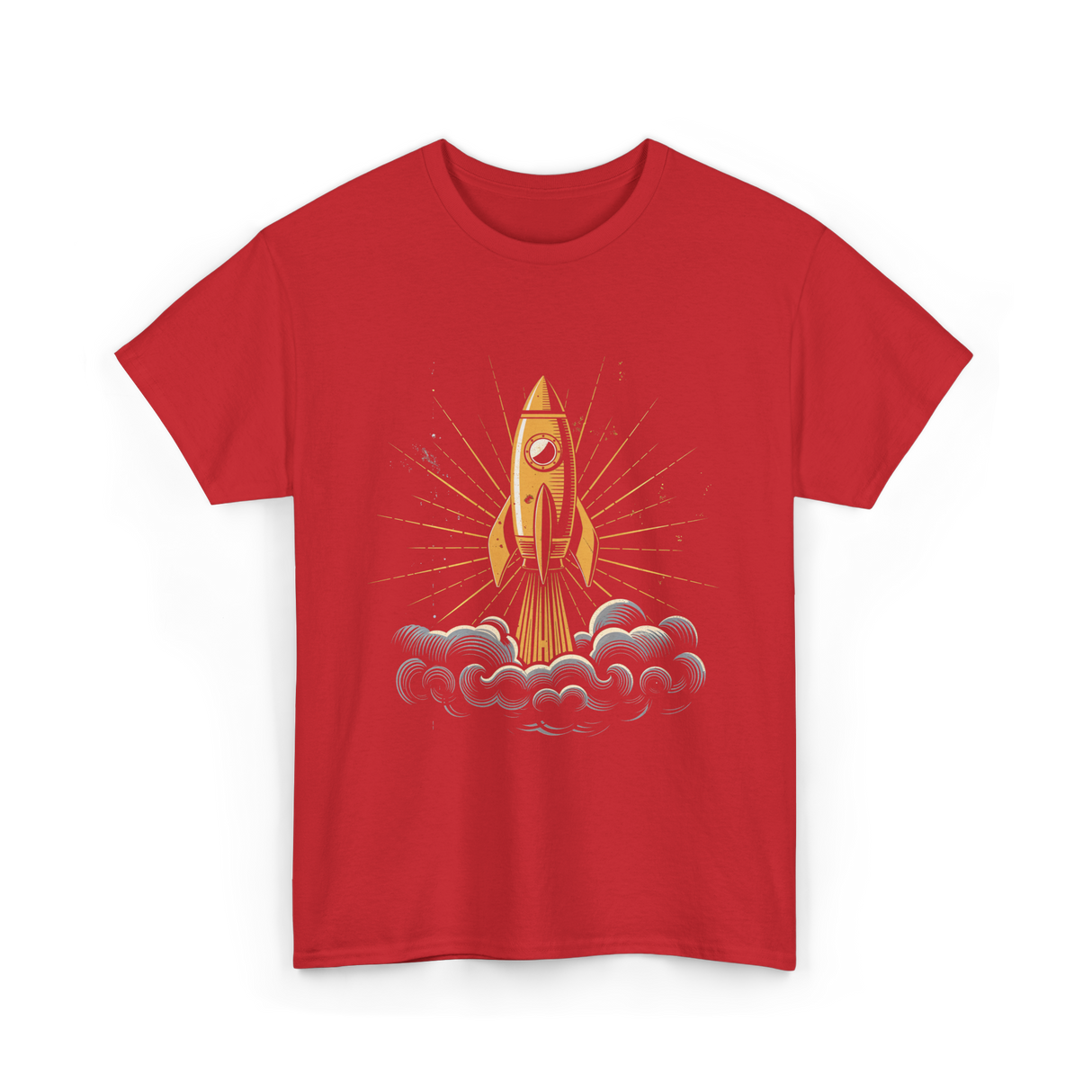 Rocket Retro Spacecraft Galaxy T-Shirt - Red