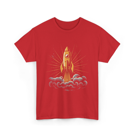 Rocket Retro Spacecraft Galaxy T-Shirt - Red