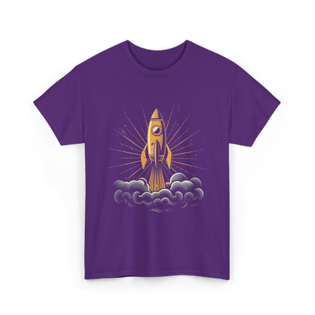 Rocket Retro Spacecraft Galaxy T-Shirt - Purple