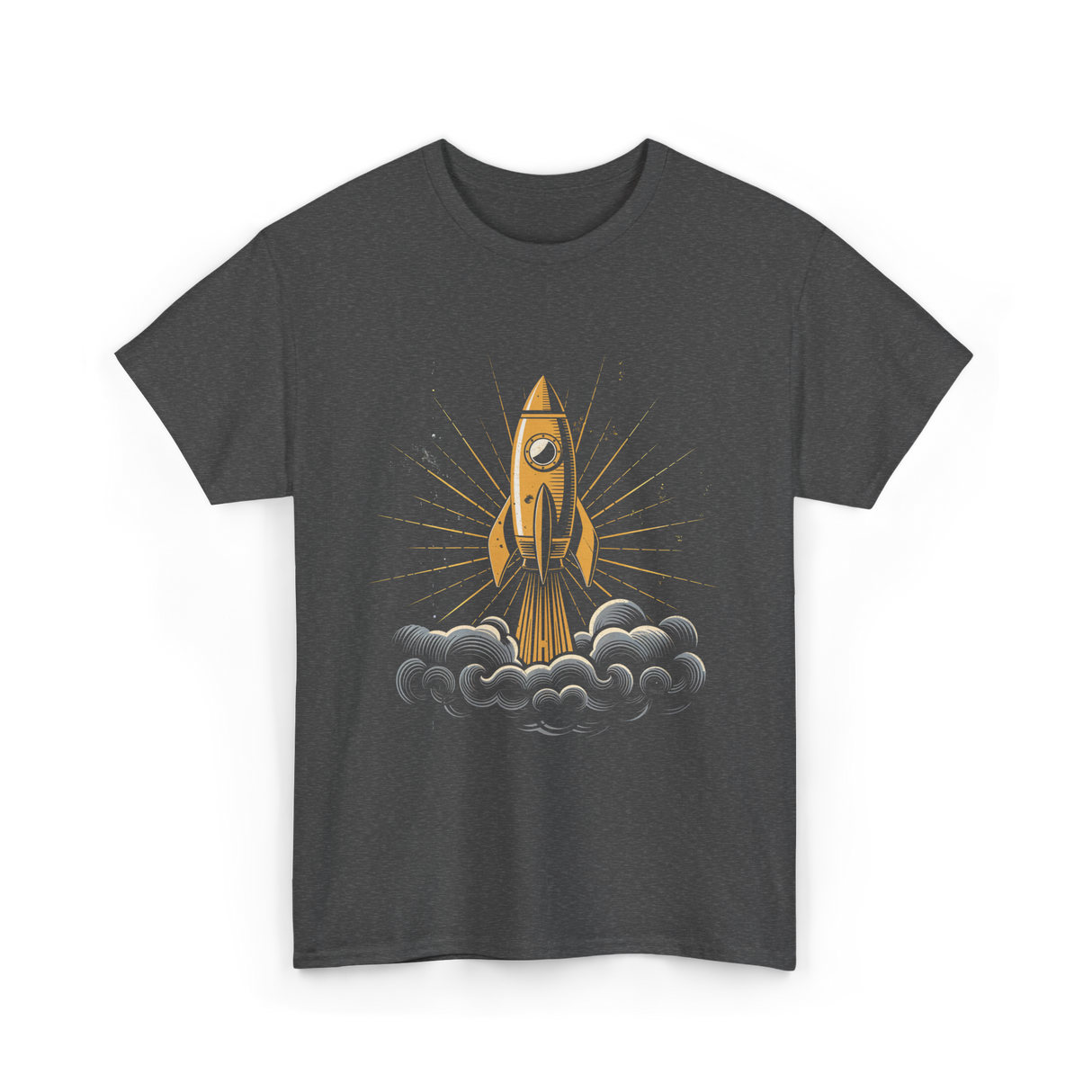 Rocket Retro Spacecraft Galaxy T-Shirt - Dark Heather