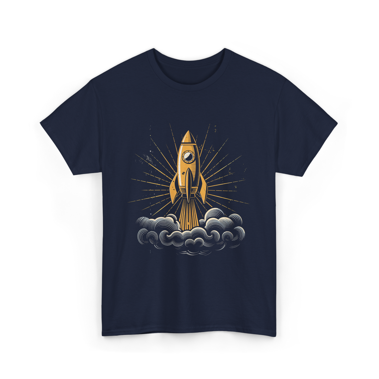 Rocket Retro Spacecraft Galaxy T-Shirt - Navy