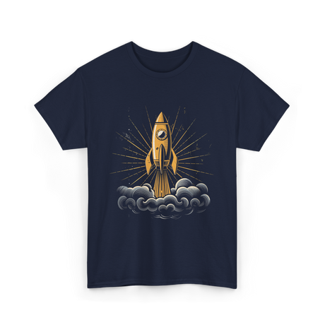 Rocket Retro Spacecraft Galaxy T-Shirt - Navy